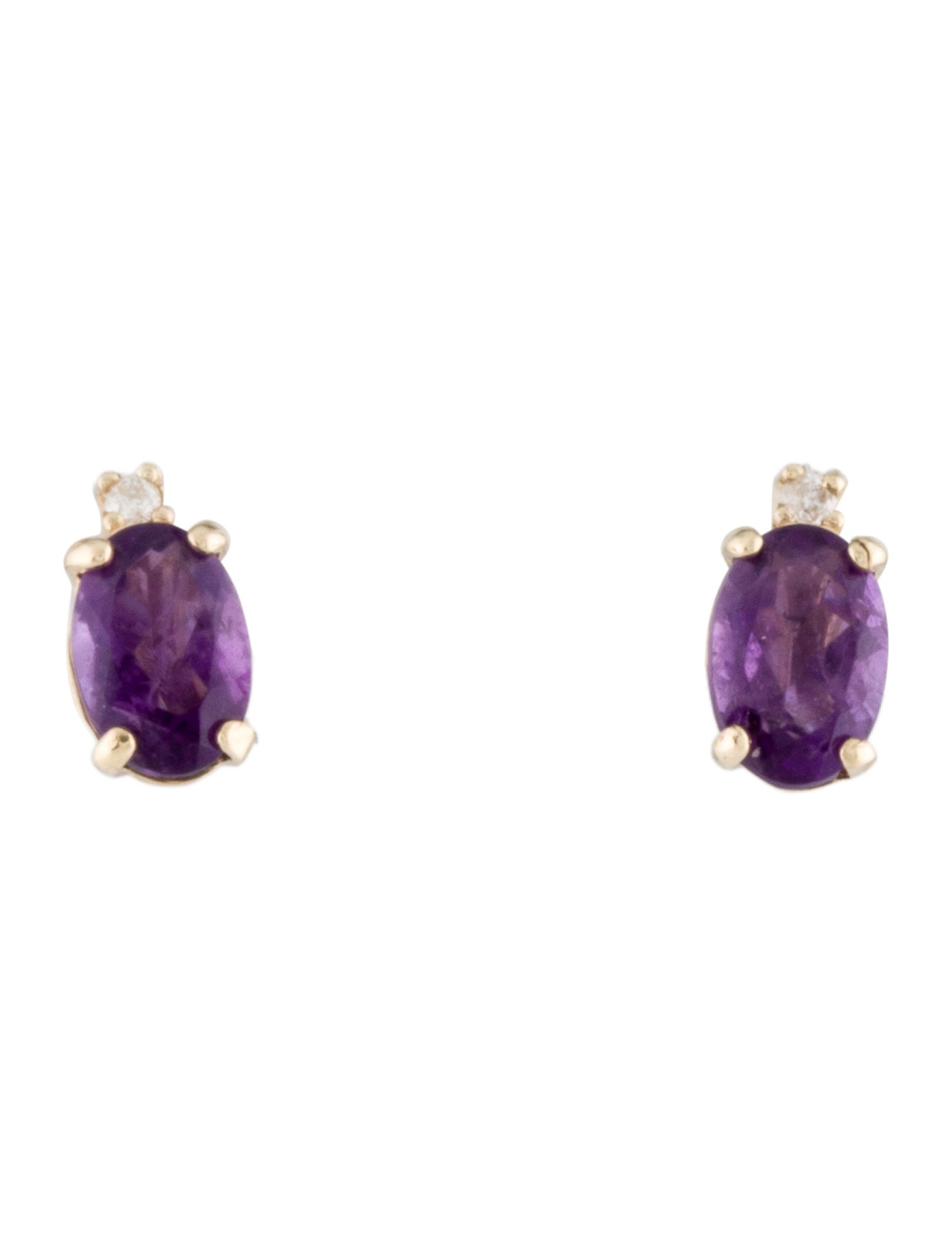 Earrings 14K Amethyst & Diamond Stud