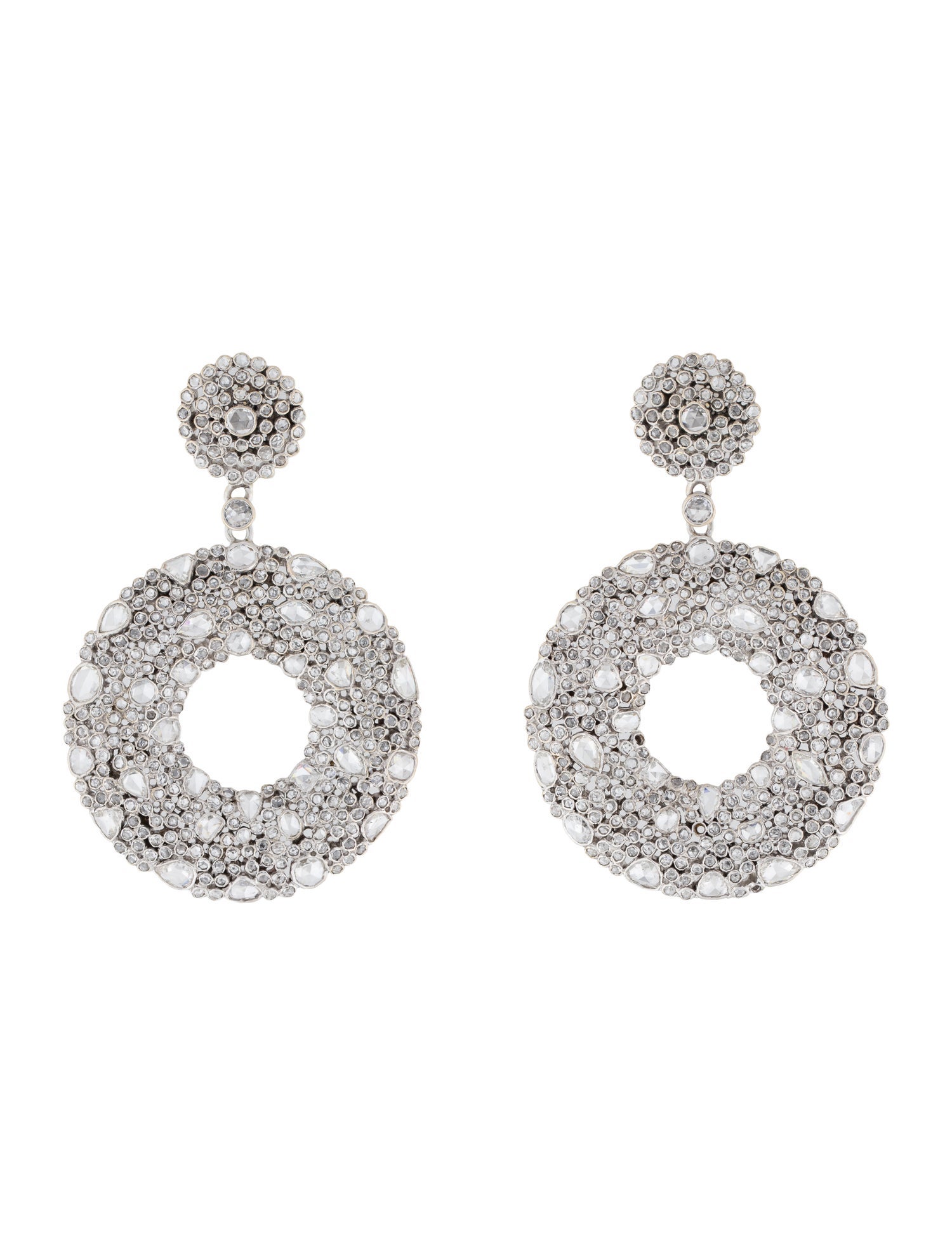 Earrings 18K 9.36ctw Diamond Circle Drop