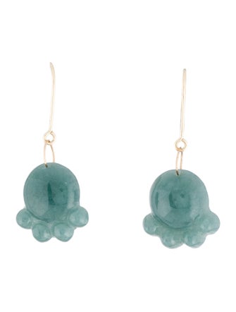 Earrings 14K Jadeite Paw Print Drop Earrings