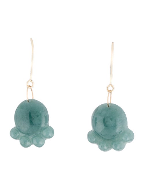 Earrings 14K Jadeite Paw Print Drop Earrings
