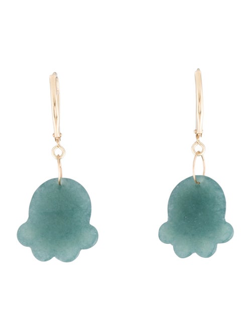 Earrings 14K Jadeite Paw Print Drop Earrings