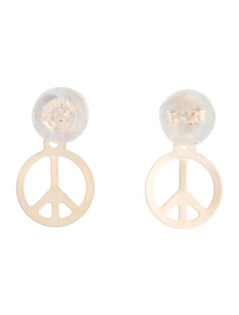 Earrings 10K Emerald Peace Sign Drop Earrings