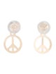 Earrings 10K Emerald Peace Sign Drop Earrings