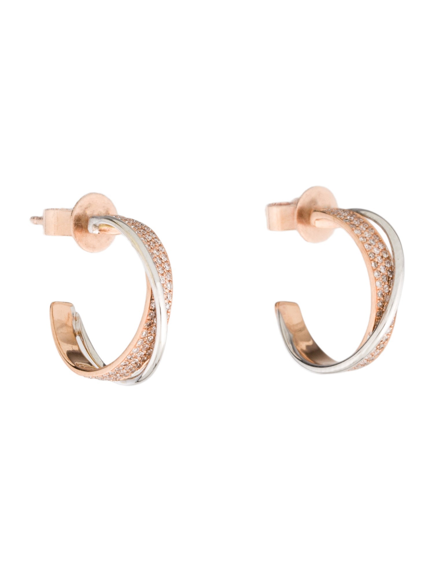 Earrings 14K Diamond Criss-Cross Hoop Earrings