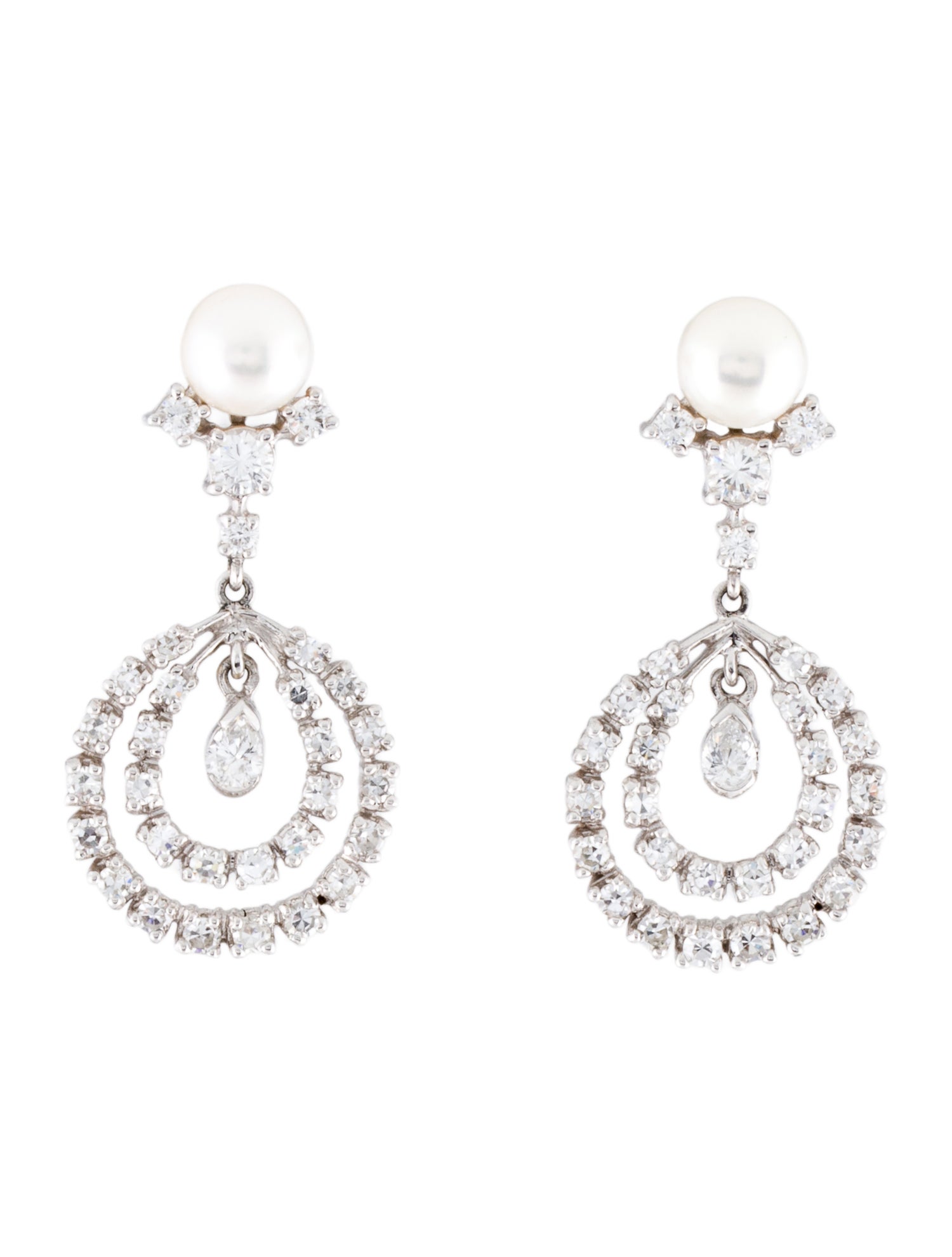 Earrings 14K Pearl & 2.07ctw Diamond Drop