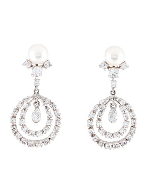 Earrings 14K Pearl & 2.07ctw Diamond Drop Earrings