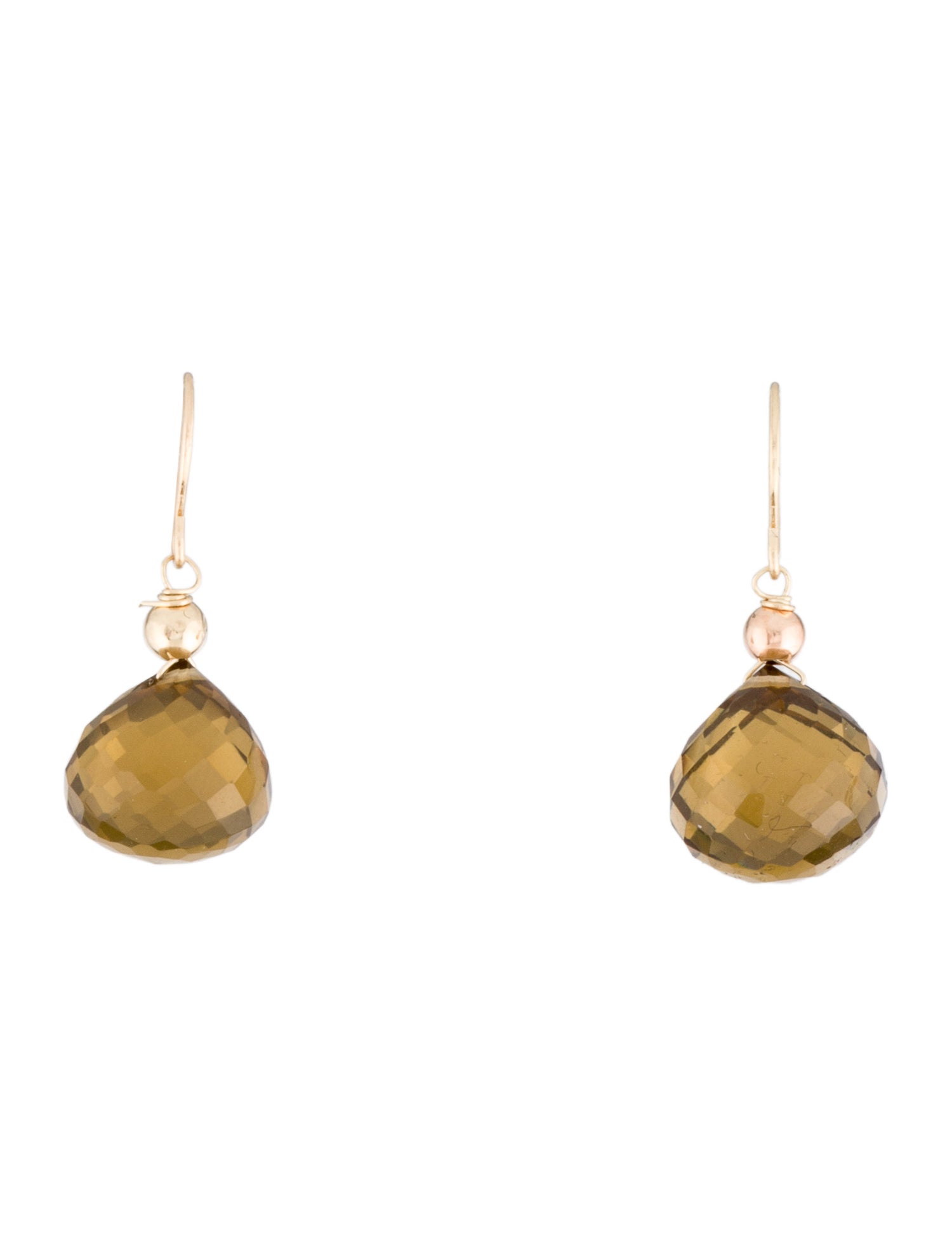 Earrings 14K Smokey Quartz Drop