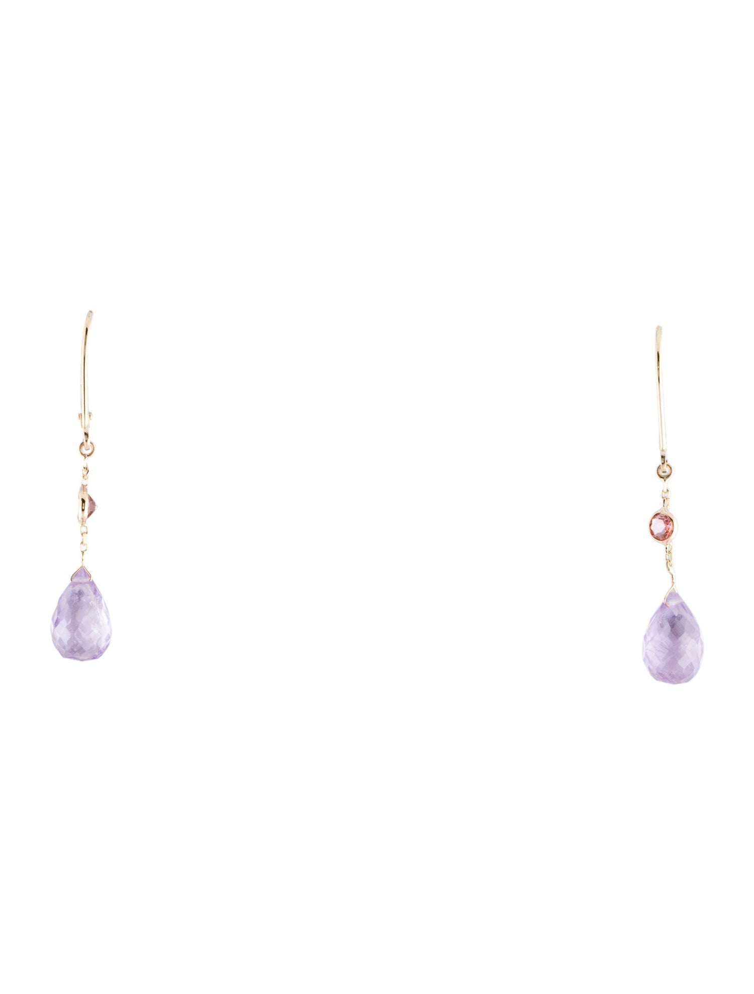 Earrings 14K Amethyst & Tourmaline Drop Earrings