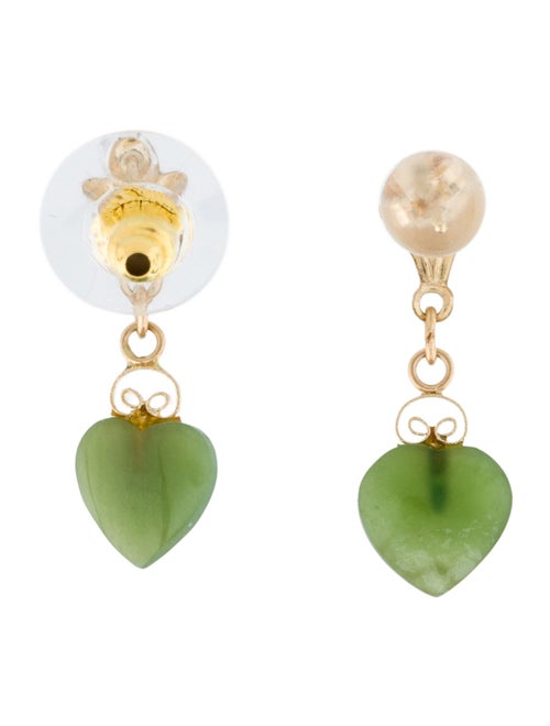 Earrings 14K Nephrite Heart Drop Earrings