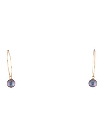Earrings 14K Dyed Cultured Pearl Hoop Earrings