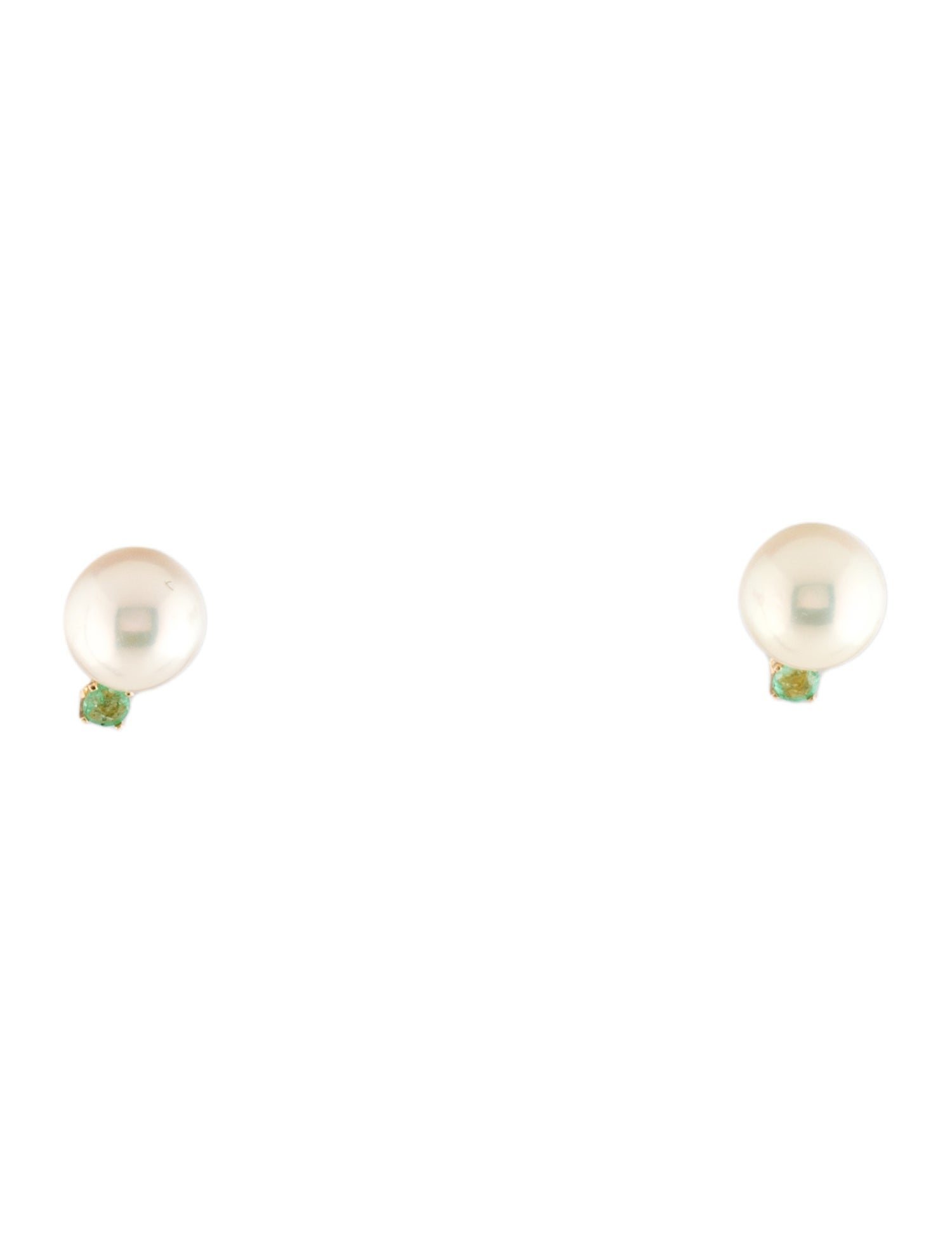 Earrings 14K Pearl & Emerald Stud