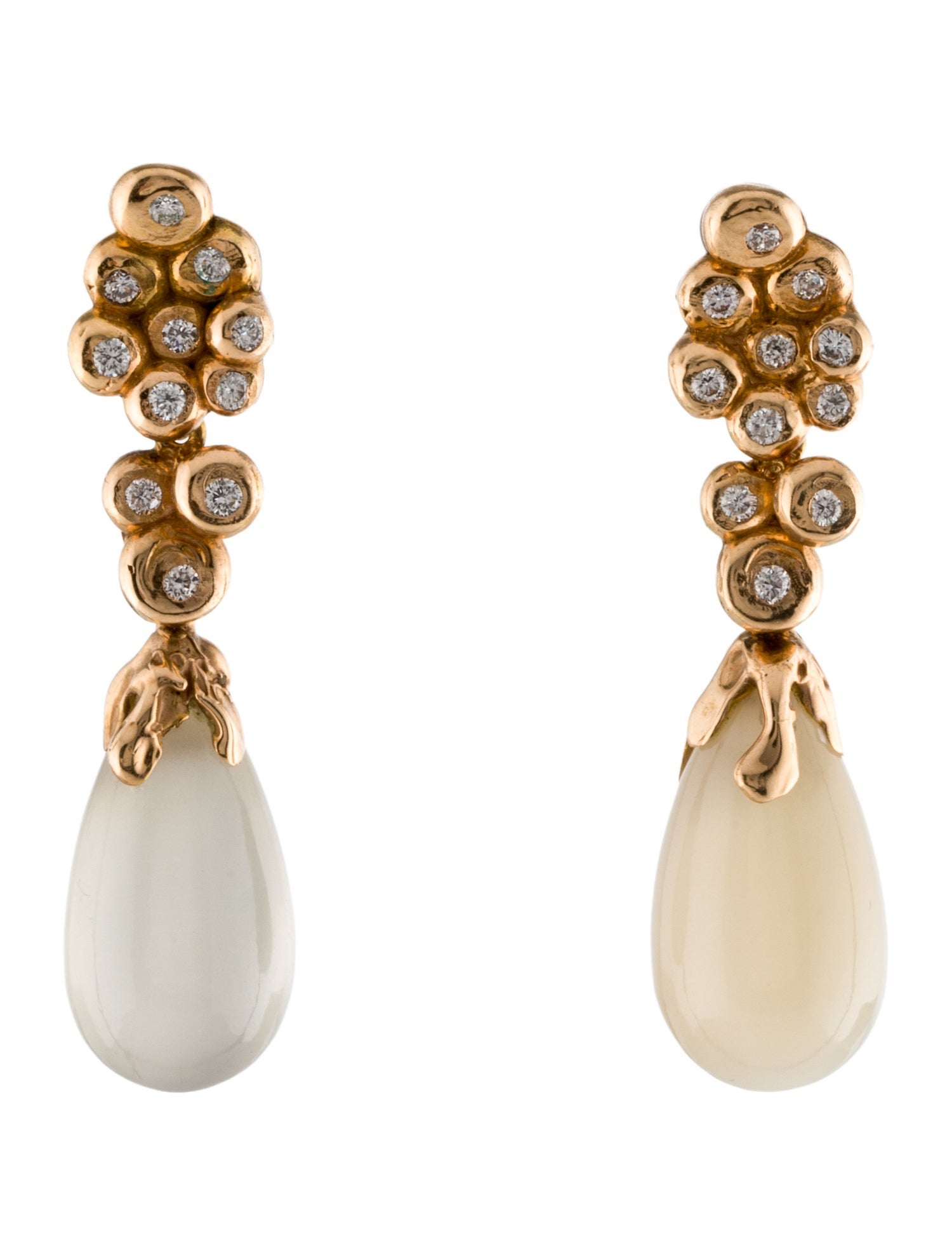 Lucifer Vir Honestus 18K Moonstone & Diamond Quercus Drop Earrings