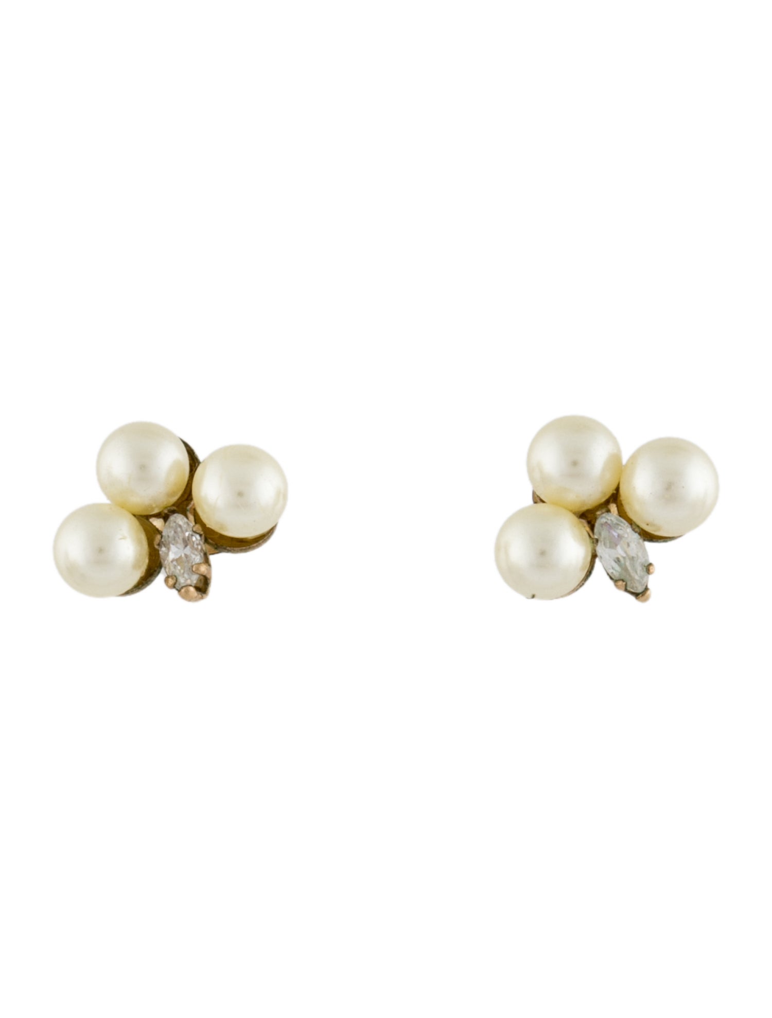 Earrings 14K Pearl & Diamond Stud