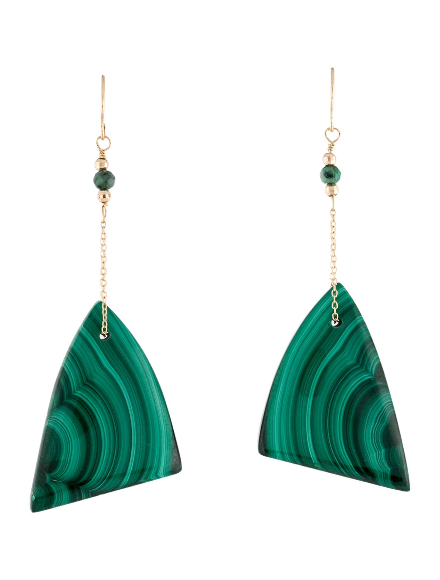 Earrings 14K Malachite & Emerald Drop
