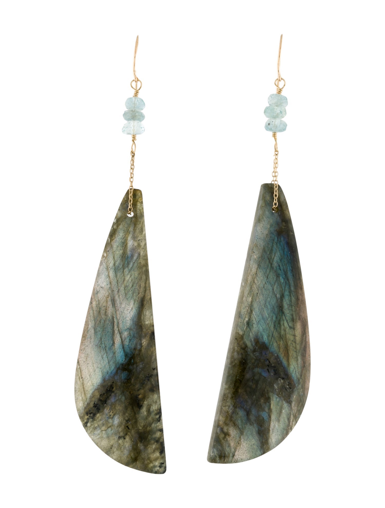 Earrings 14K Aquamarine & Labradorite Drop