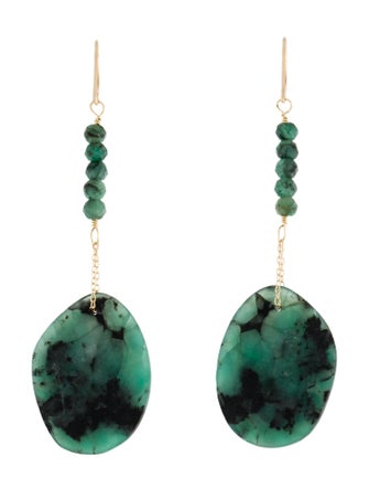 Earrings 14K Emerald Drop Earrings