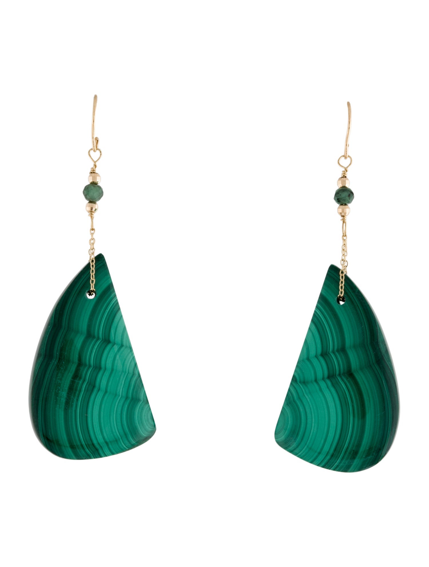 Earrings 14K Malachite & Emerald Drop