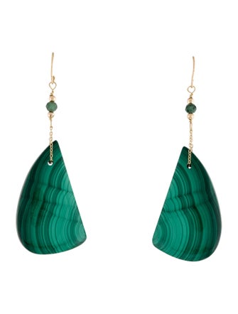 Earrings 14K Malachite & Emerald Drop Earrings