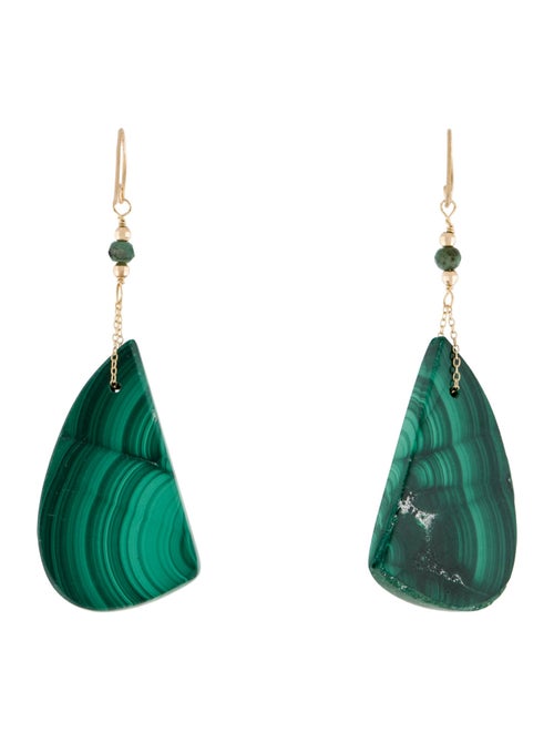 Earrings 14K Malachite & Emerald Drop Earrings