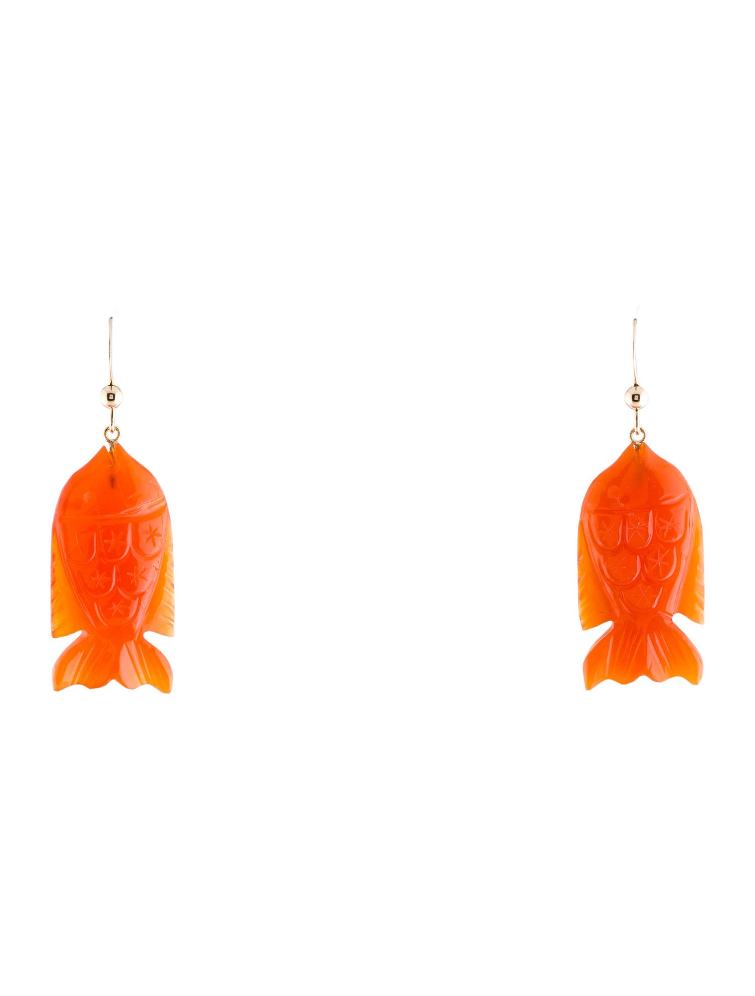 Earrings 14K Carnelian Fish Drop Earrings
