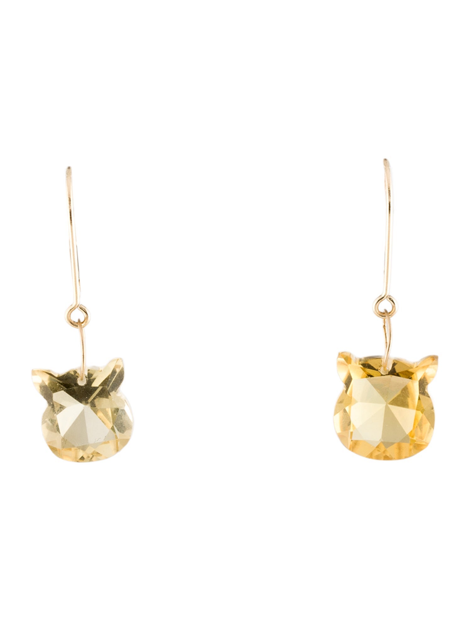 Earrings 14K Citrine Cat Drop Earrings
