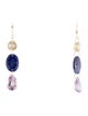 Earrings 14K Lapis Lazuli, Citrine & Amethyst Bead Drop Earrings