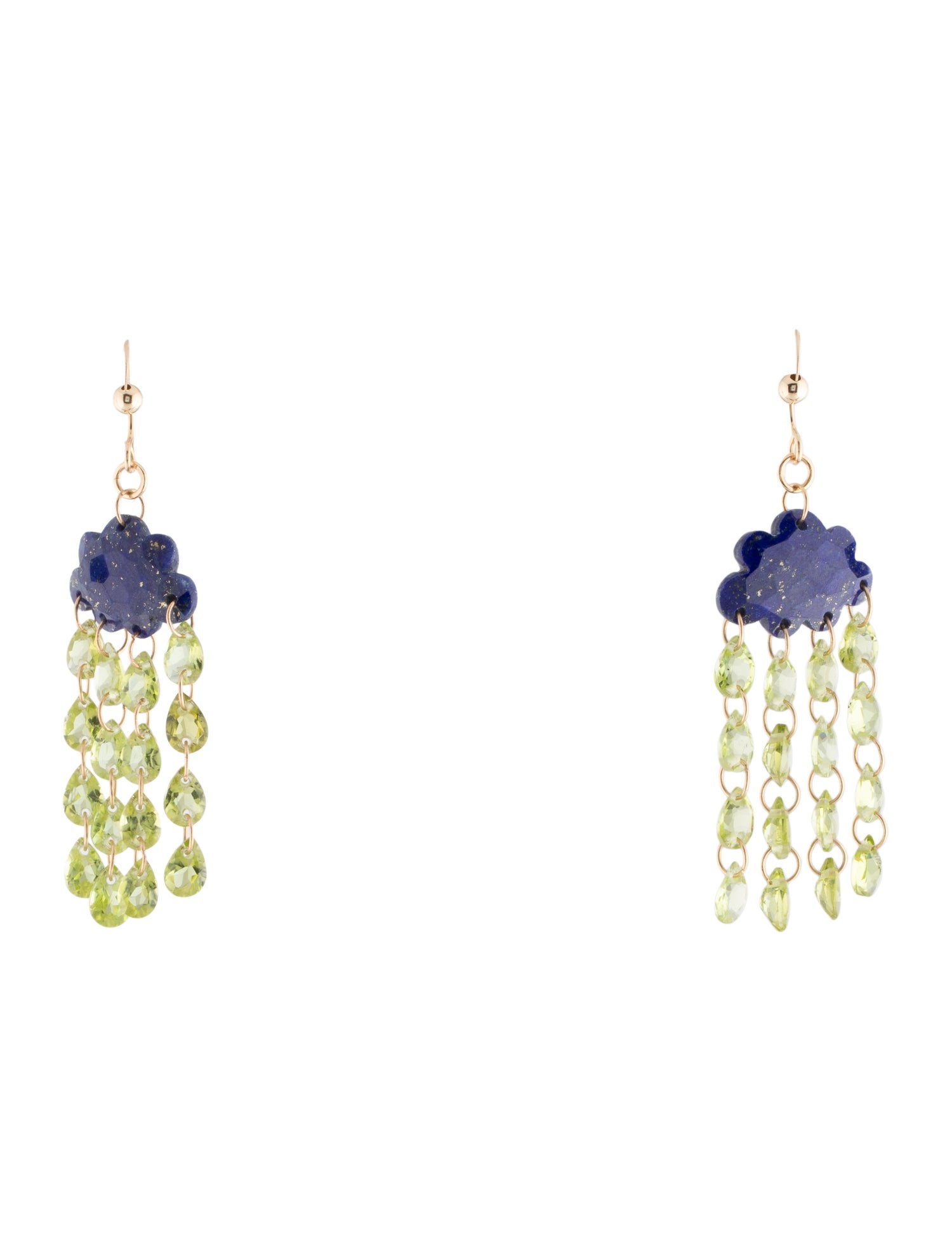 Earrings 14K Lapis Lazuli & Peridot Rain Cloud Drop Earrings