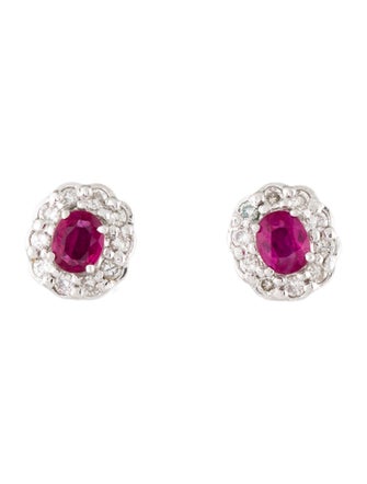 Earrings 14K Ruby & Diamond Stud Earrings