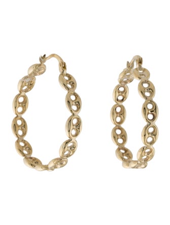 Earrings 10K Hollow Mariner Link Hoop Earrings