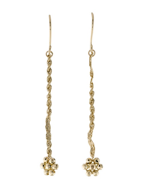 Earrings 10K Flower Rope Chain Drop Earrings
