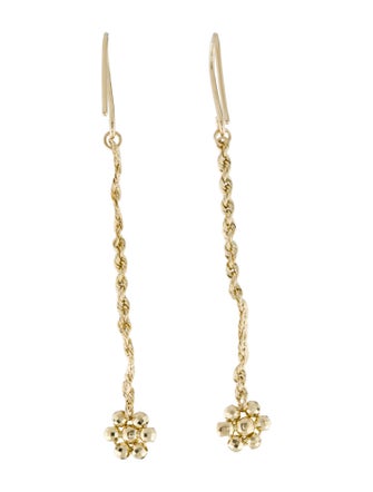 Earrings 10K Flower Rope Chain Drop Earrings