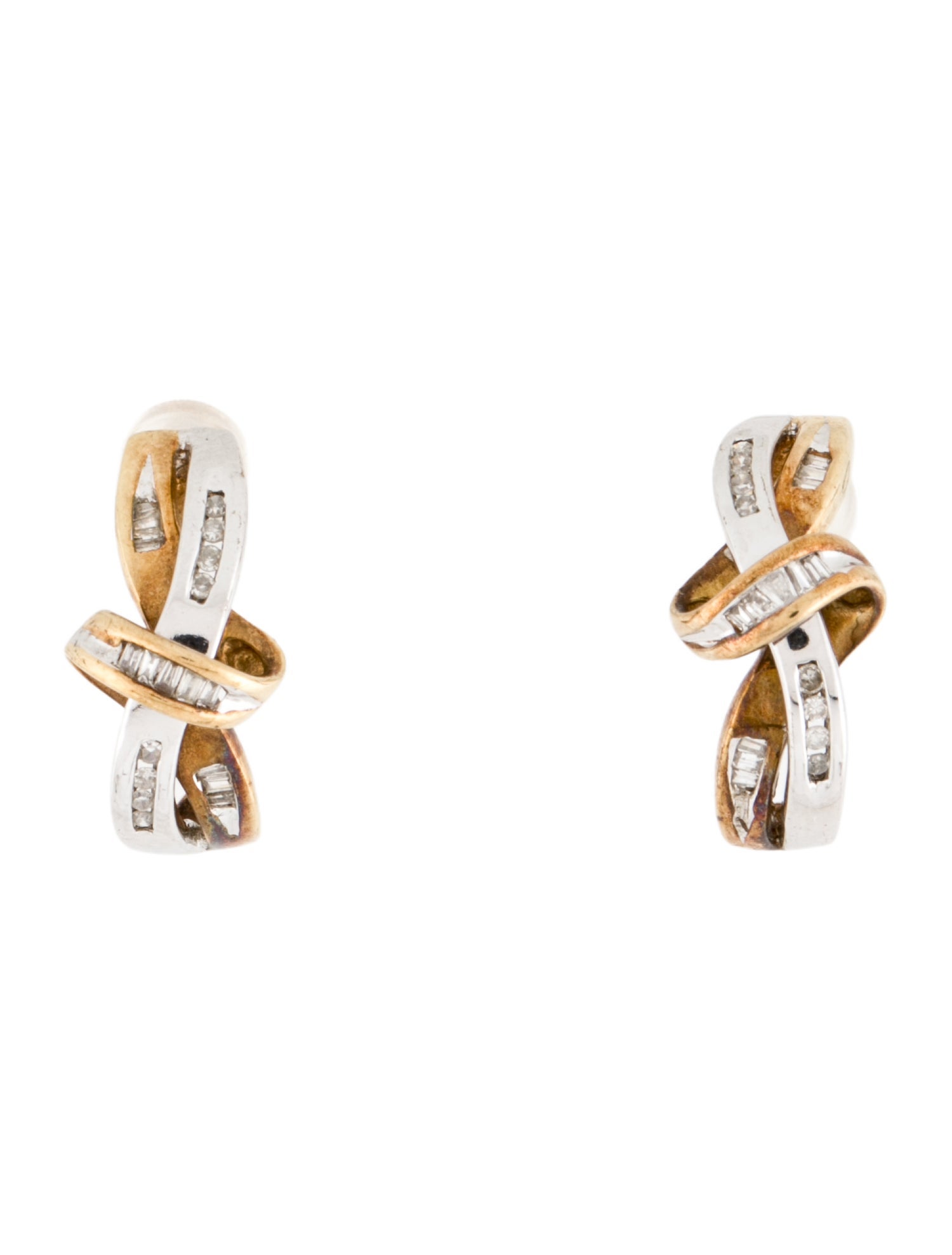 Earrings 10K Diamond Swirl Crossover Drop Earrings