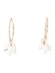 Earrings 14K Mother of Pearl Cat Hoop Drop Earrings