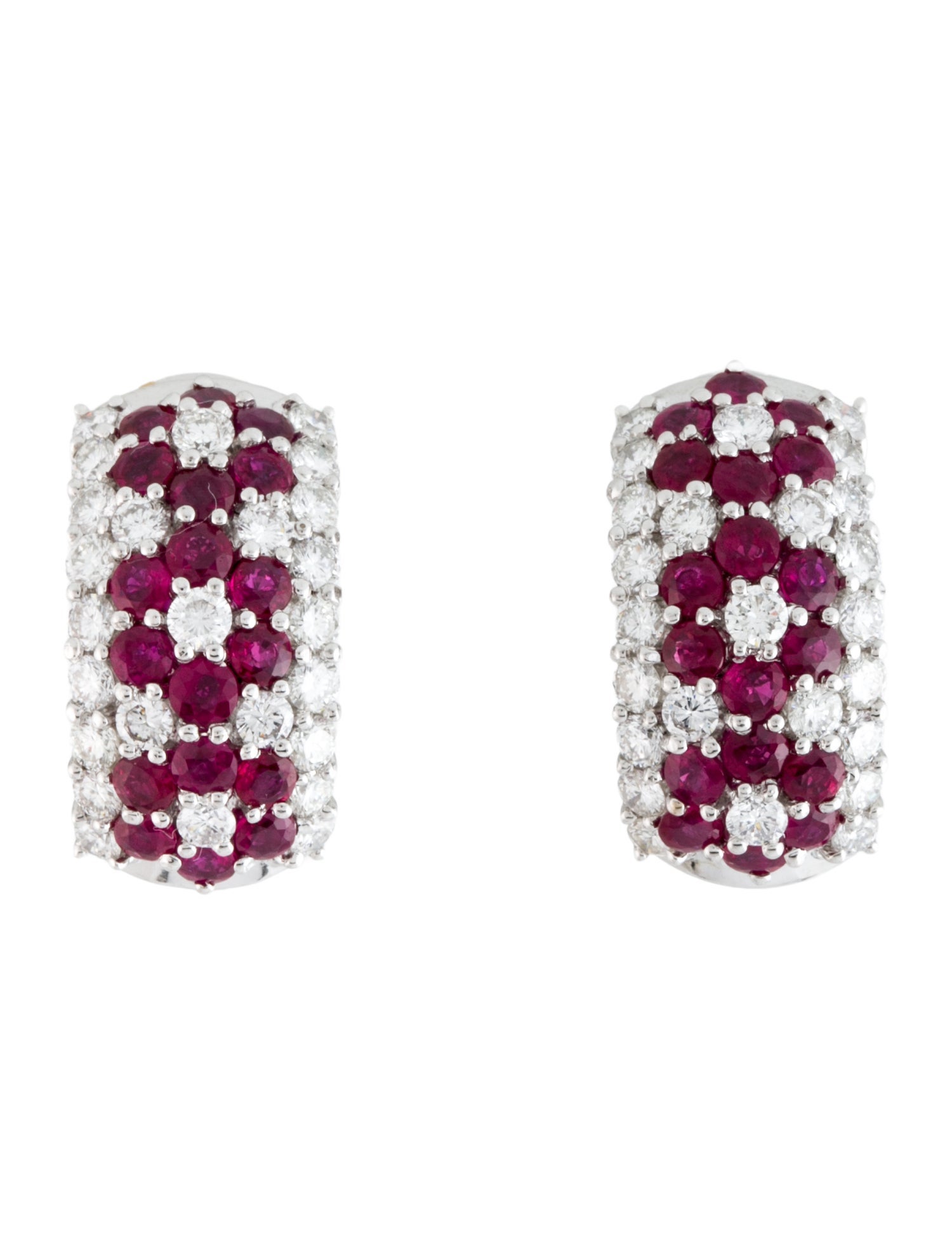 Earrings 18K 5.74ctw Ruby & Diamond Earclips