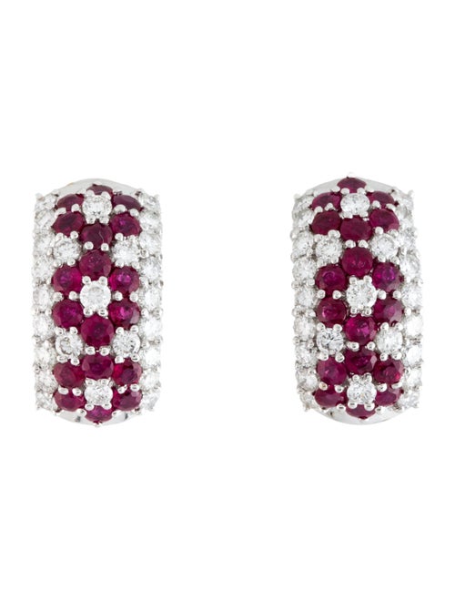 Earrings 18K 5.74ctw Ruby & Diamond Earclips