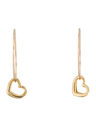 Earrings 14K Heart Hoop Drop Earrings