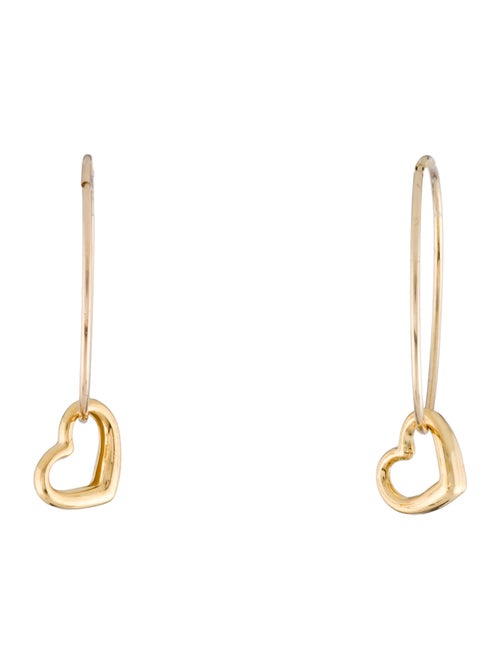 Earrings 14K Heart Hoop Drop Earrings