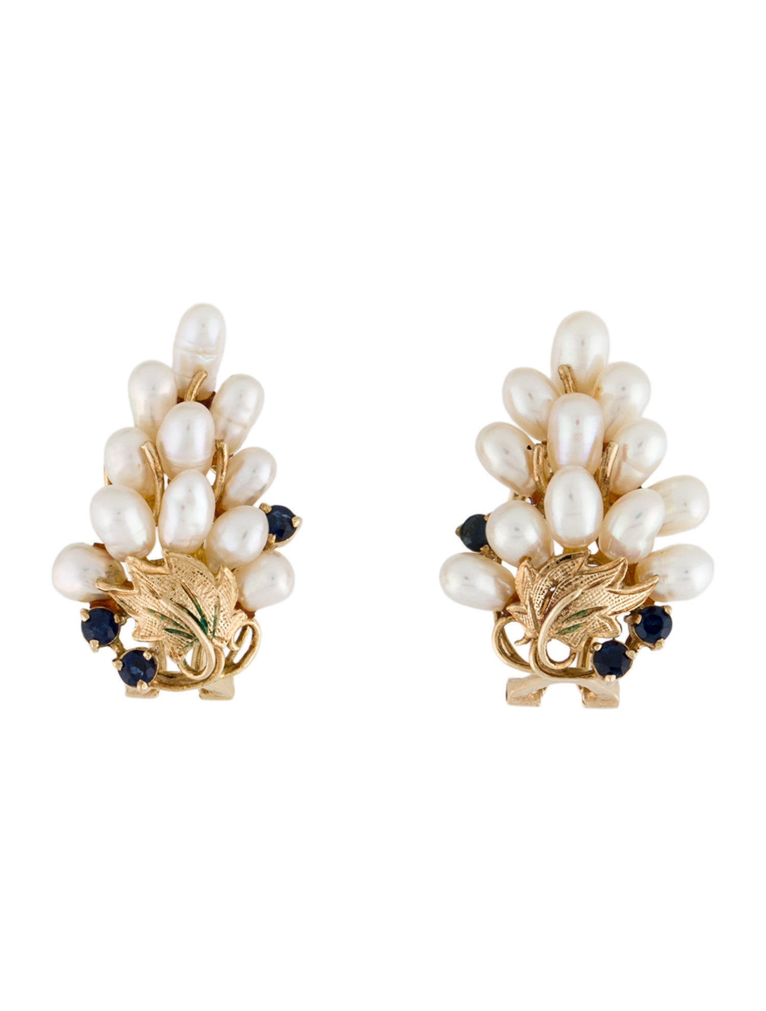 Earrings 14K Pearl & Sapphire Earclips
