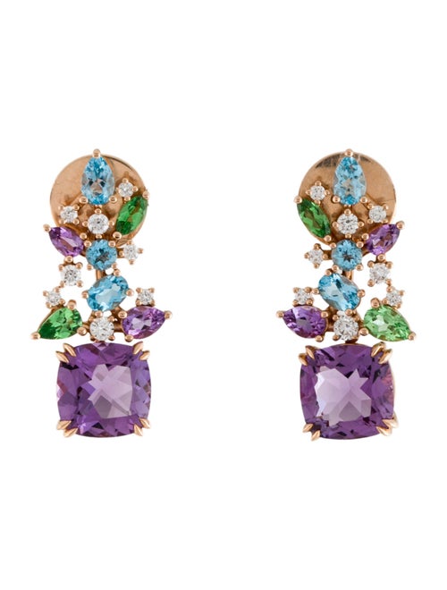 Earrings 18K Multistone & Diamond Drop Earrings