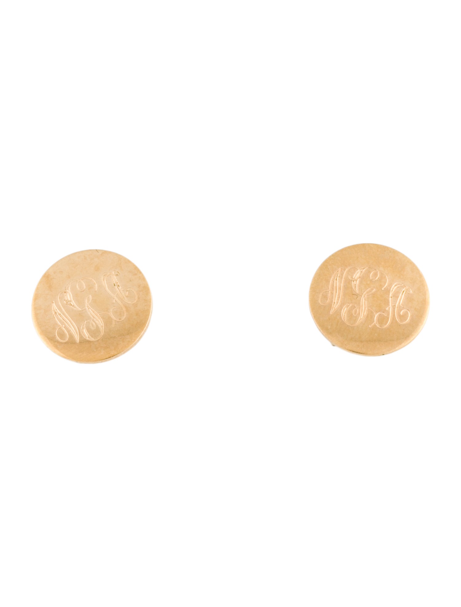 Earrings 14K Monogrammed Disc Stud
