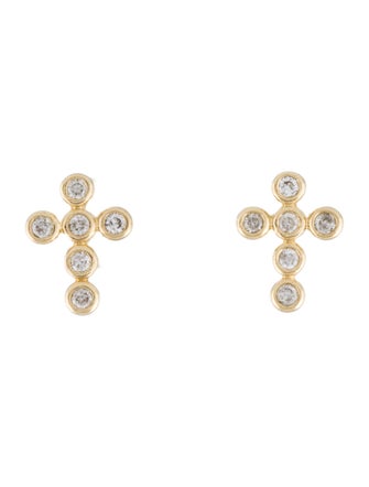 Earrings 14K Diamond Cross Stud Earrings