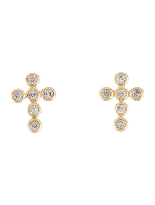 Earrings 14K Diamond Cross Stud Earrings