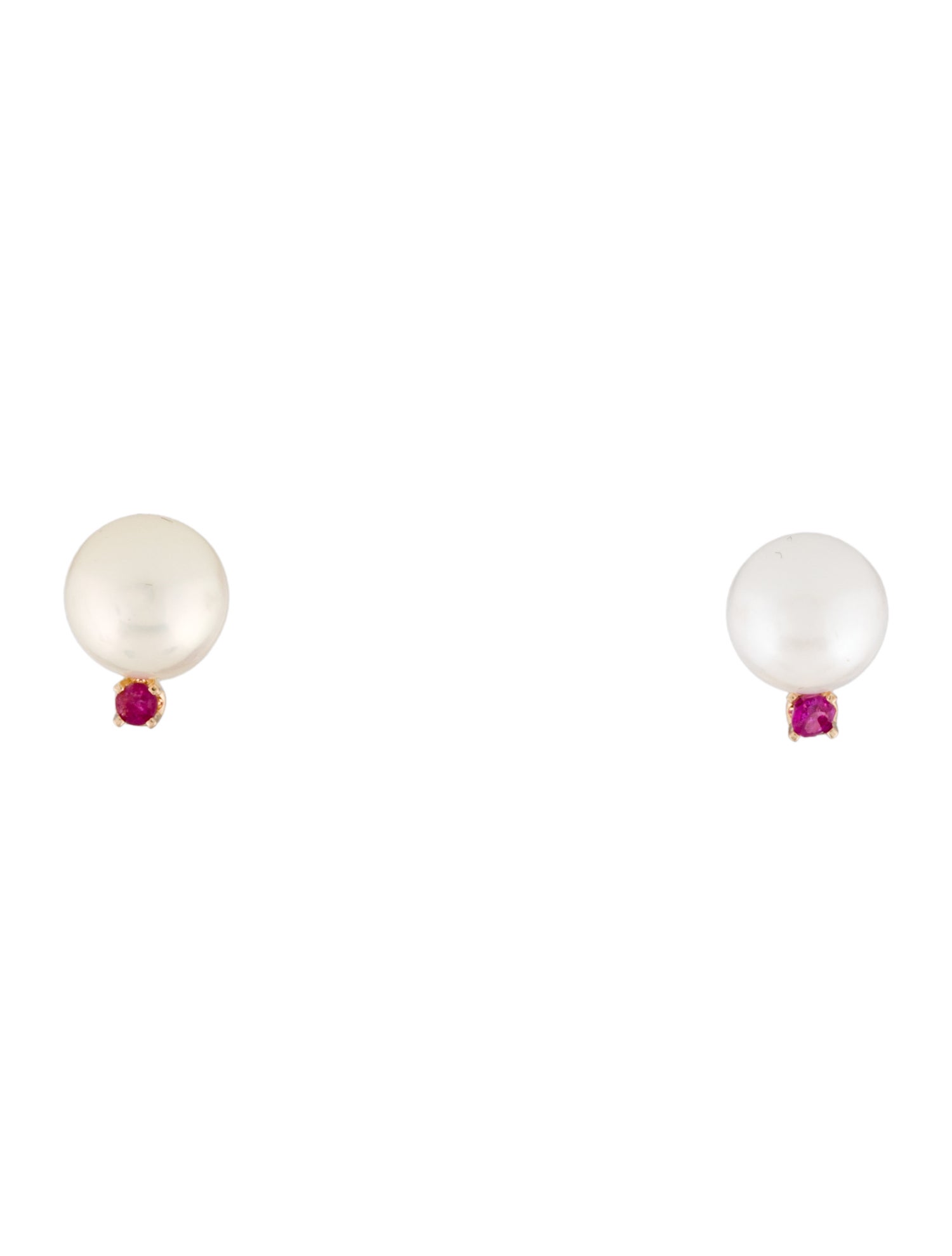Earrings 14K Pearl & Ruby Stud