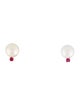 Earrings 14K Pearl & Ruby Stud Earrings