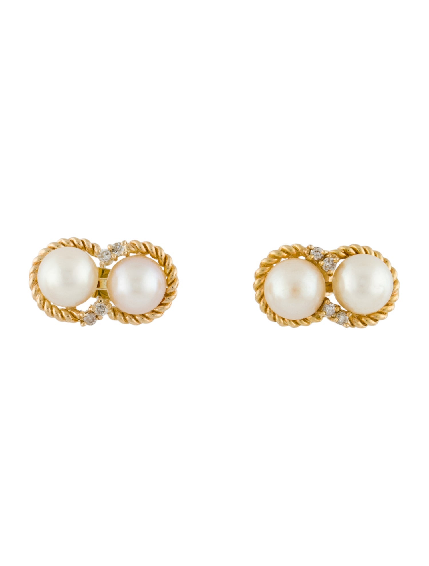 Earrings 14K Pearl & Diamond Stud