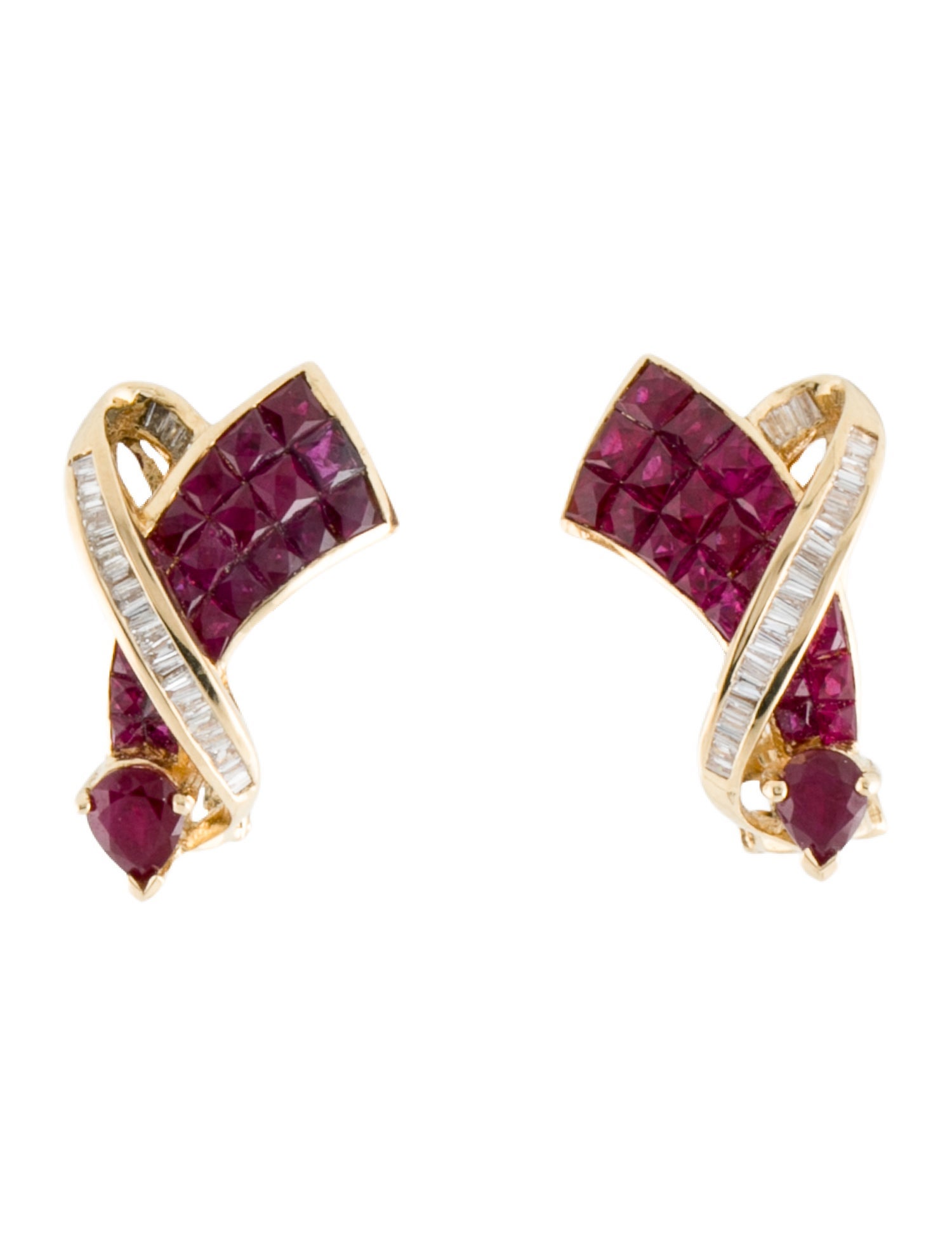 Earrings 18K 3.97ctw Ruby & Diamond Convertible Clip-On