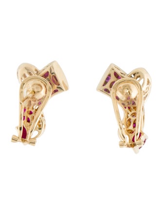 Earrings 18K 3.97ctw Ruby & Diamond Convertible Clip-On Earrings