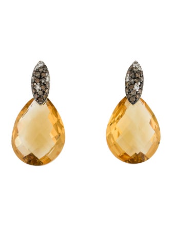 Earrings 18K Citrine & Diamond Drop Earrings