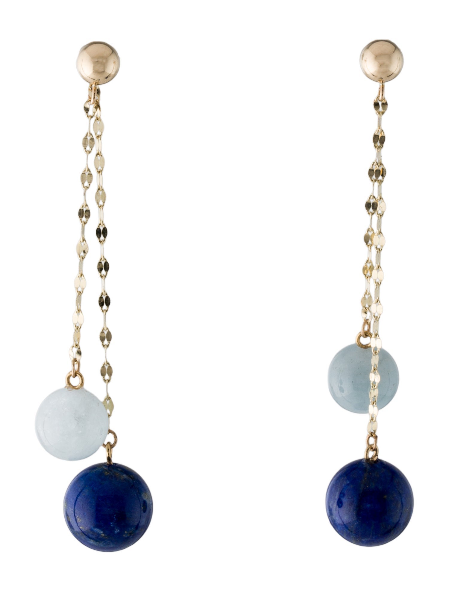 Earrings 14K Aquamarine & Lapis Lazuli Drop Earrings