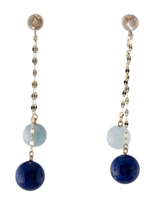 Earrings 14K Aquamarine & Lapis Lazuli Drop Earrings